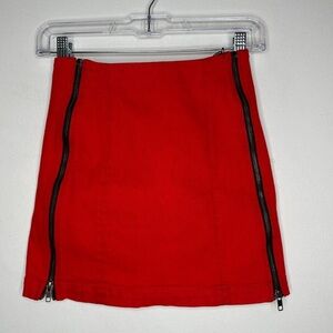 LF Carmar RARE Red Zippered Mini Skirt Size 25